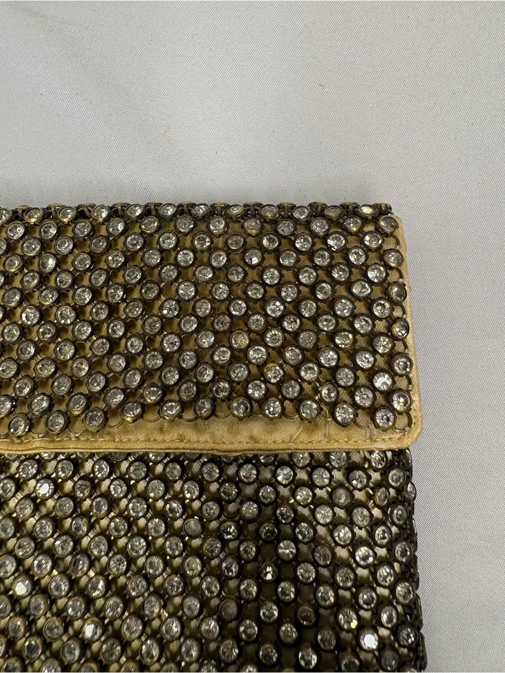 Vintage Saks Fifth Avenue Embellished Gold Crystal Cluth